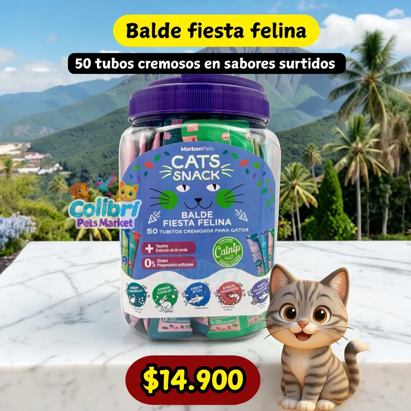 Balde fiesta felina 50un 1