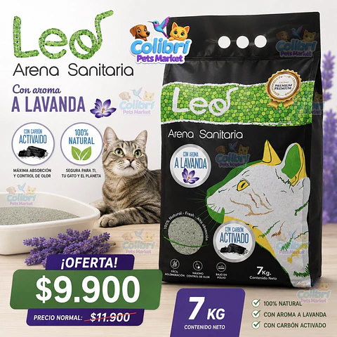 Arena Leo carbón activado 7kg lavanda