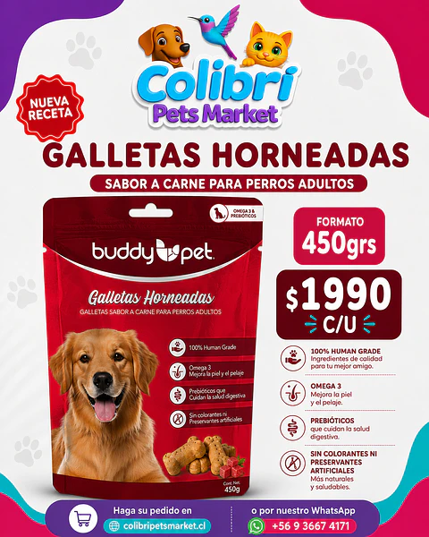 Galletas horneadas Buddy Pet 450grs
