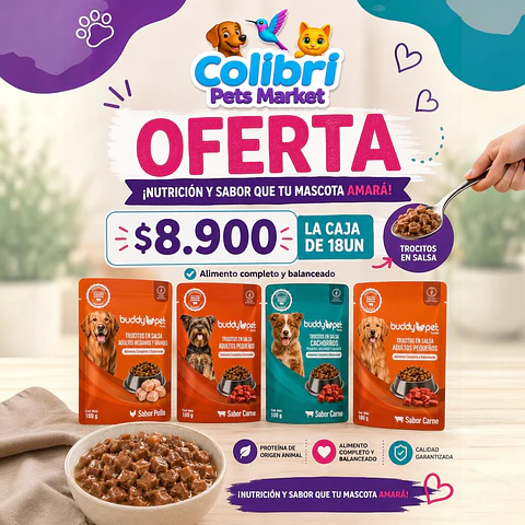 Caja 18un pouch Buddy Pet