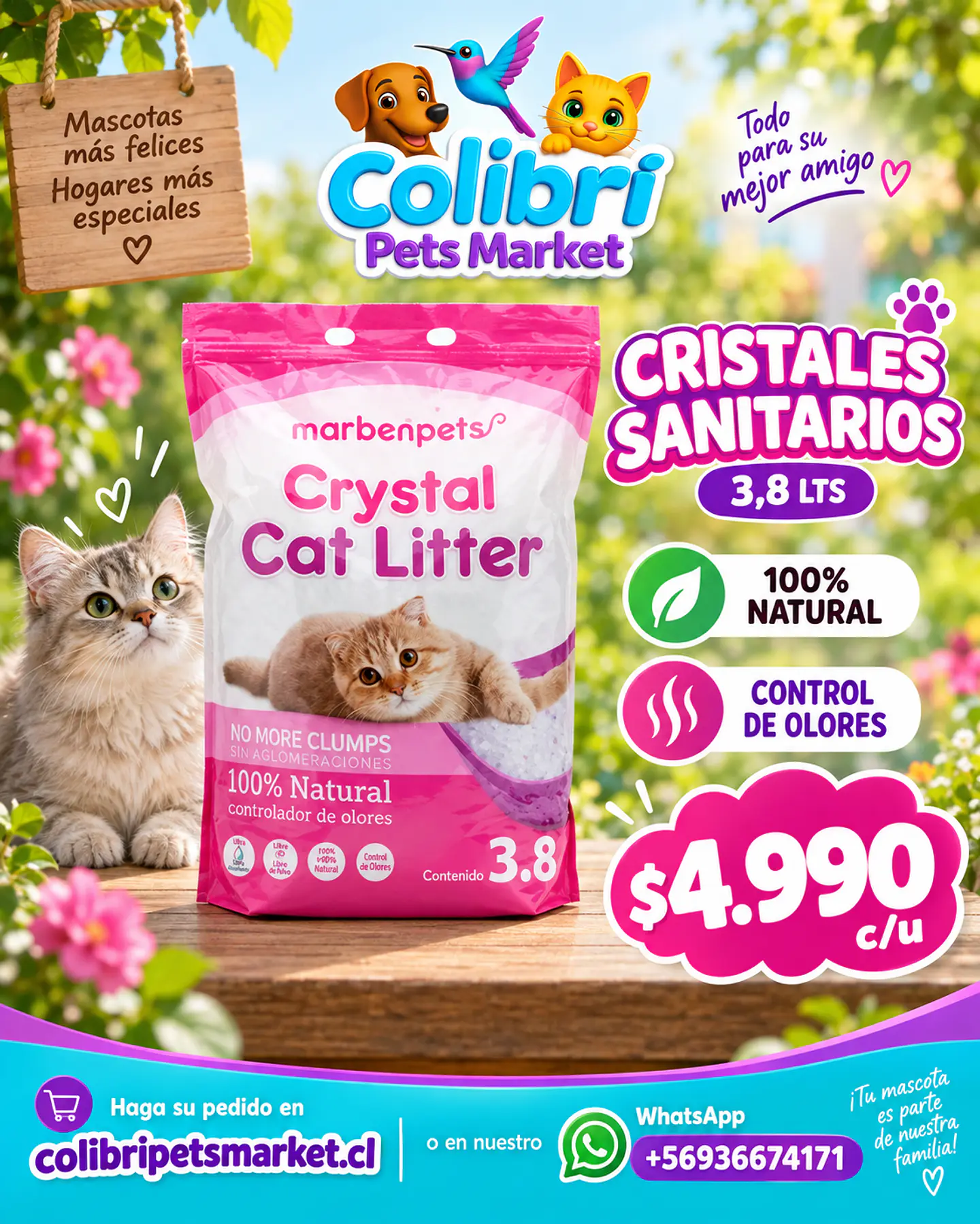 Cristales sanitarios Marben Pets 3,8Lts  1