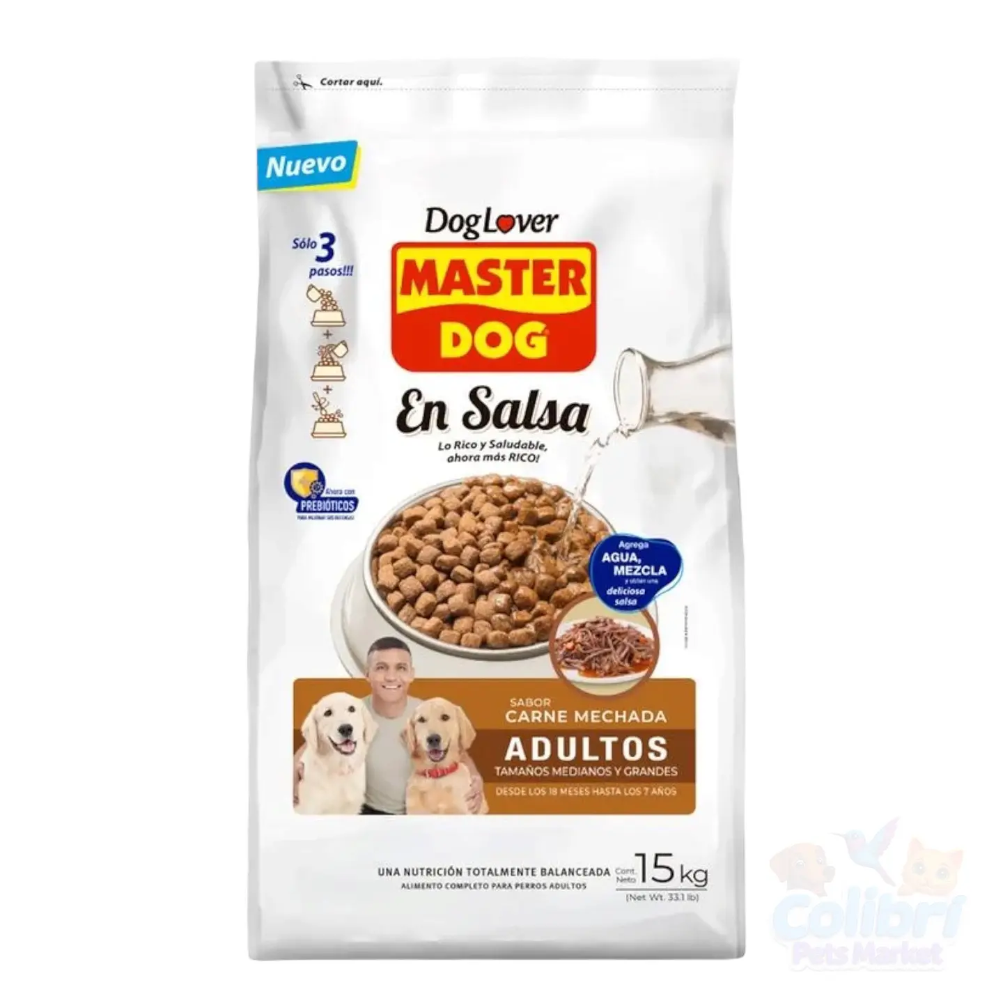 Máster dog en salsa - carne mechada 15kg 2
