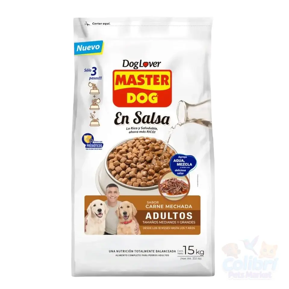 Máster dog en salsa - carne mechada 15kg 2