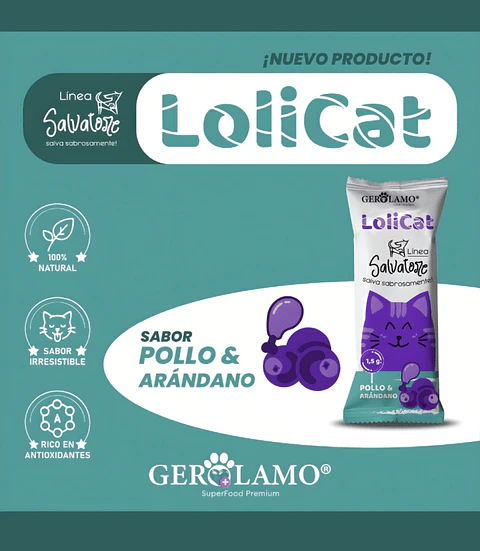 LoliCat Gerolamo - paleta de pollo y arándano 