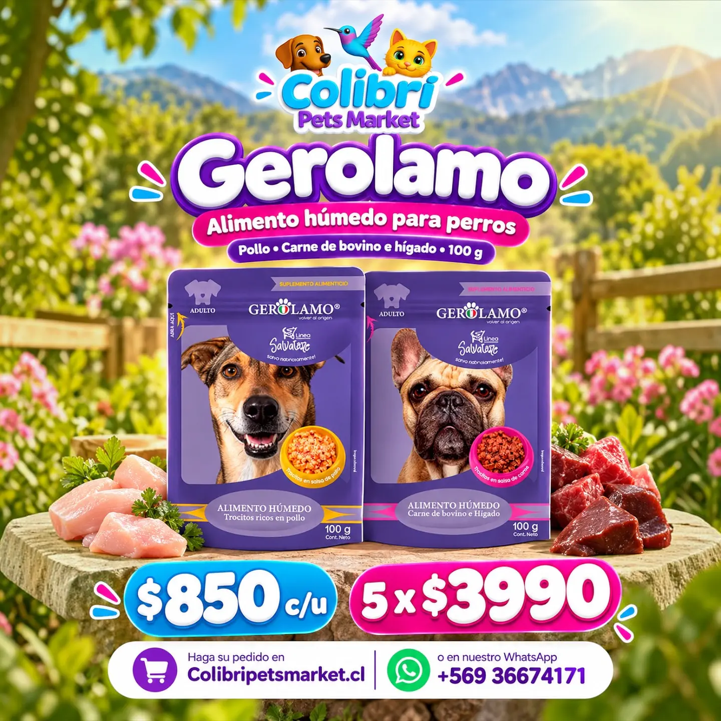Pouch Gerolamo trocitos en salsa - perro adulto 100grs 1