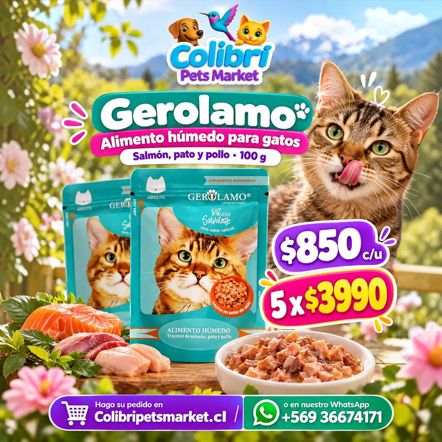 Pouch Gerolamo trocitos en salsa - gato adulto 100grs 2