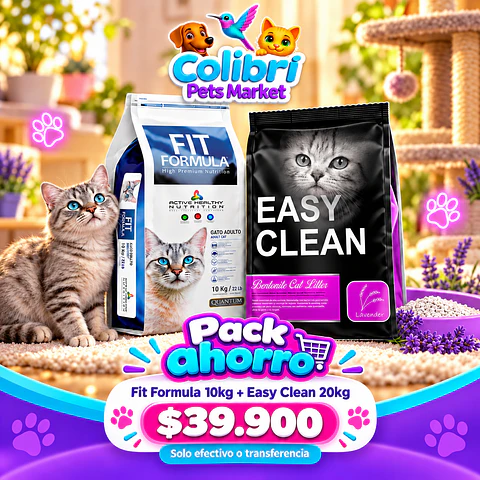 Pack ahorro - Easy clean 20kg y alimento Fit formula 10kg (Solo efectivo o transferencia)