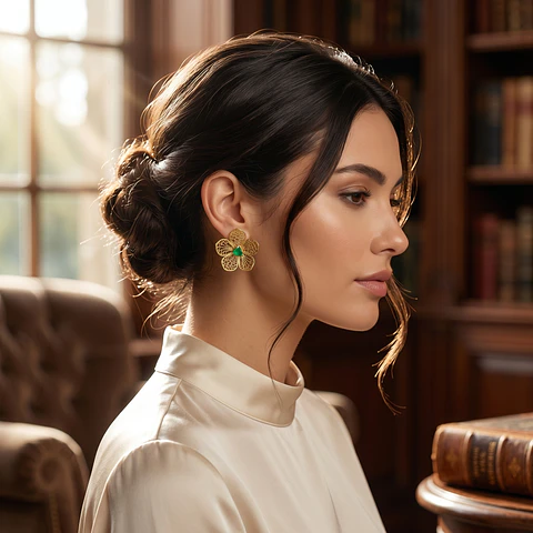 Aretes de bronce y esmeralda