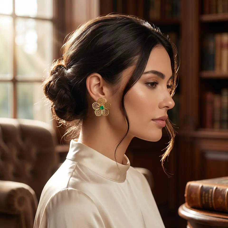 Aretes de bronce y esmeralda 2