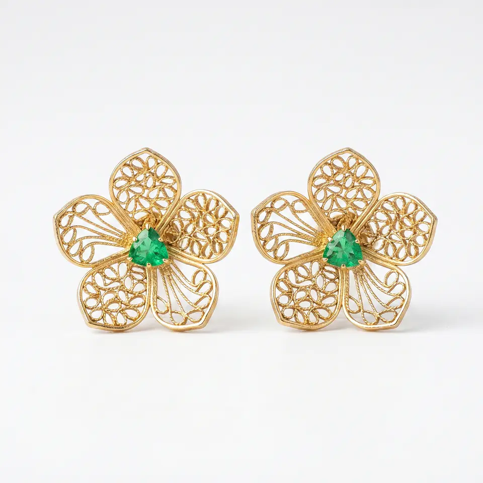 Aretes de bronce y esmeralda 1