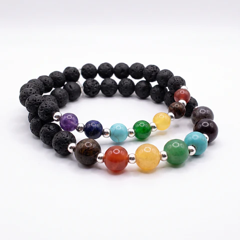 Pulsera en Plata, Esmeralda Morralla y Piedra Volcánica