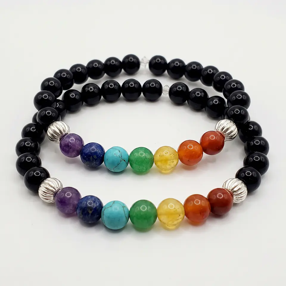 Pulsera de ónix mate con los 7 chakras 1