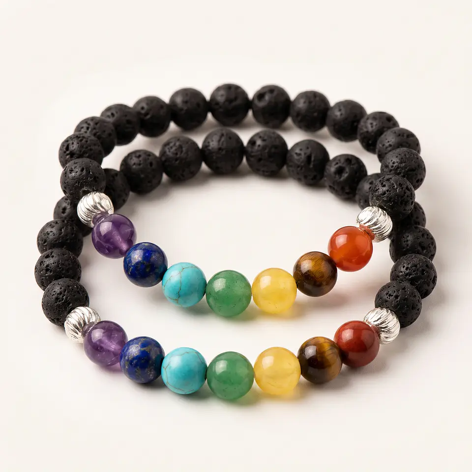 Pulsera energética de ónix negro con 7 chakras 1
