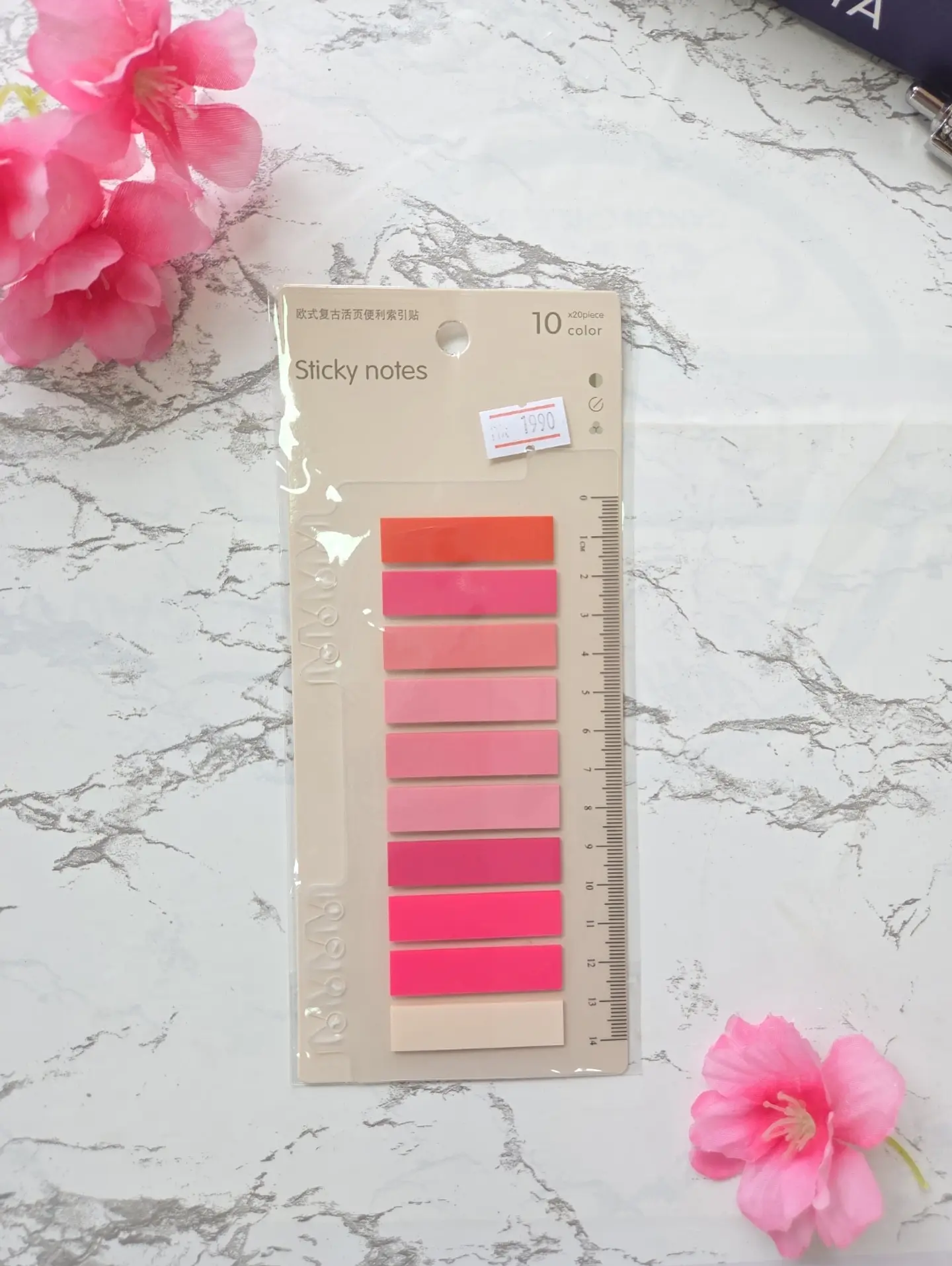 Notas adhesivas tonalidades rosadas  1