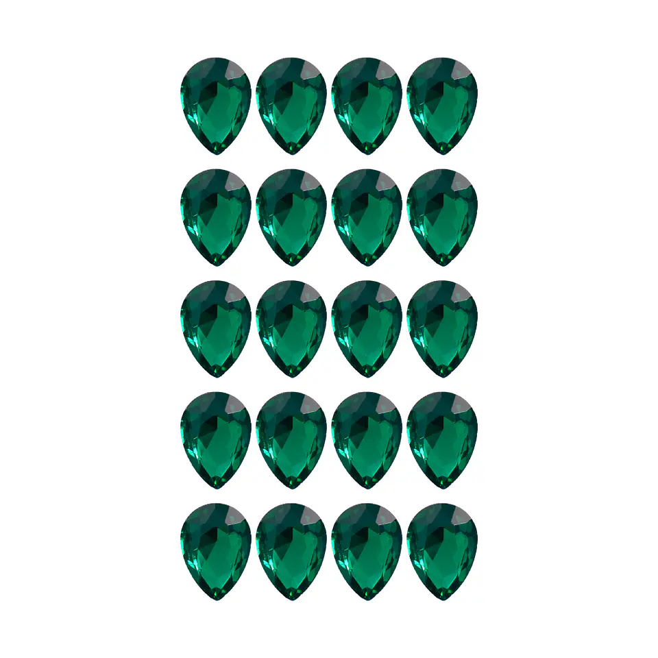 Strass Gota 13x18mm Verde Esmeralda 2