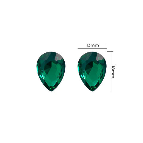 Strass Gota 13x18mm Verde Esmeralda