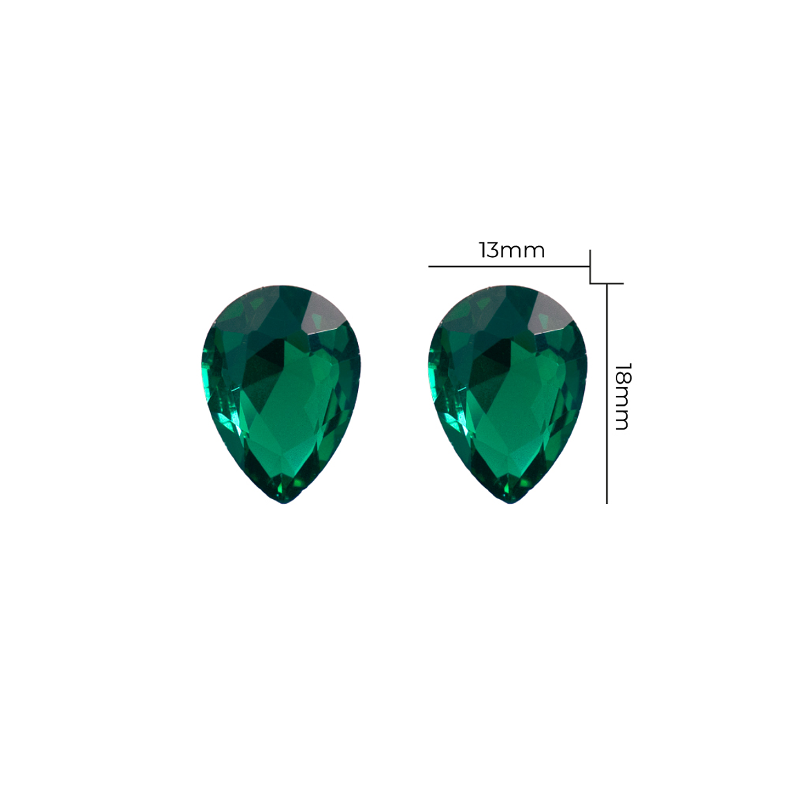 Strass Gota 13x18mm Verde Esmeralda 1