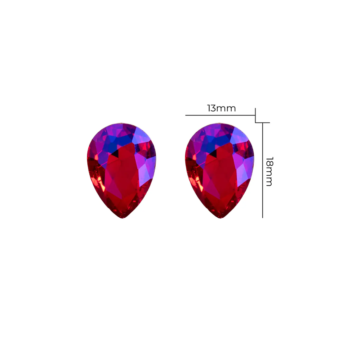 Strass Gota 13x18mm Fucsia Tornasolado 1
