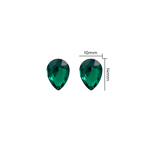 Strass Gota 10x14mm Verde Esmeralda