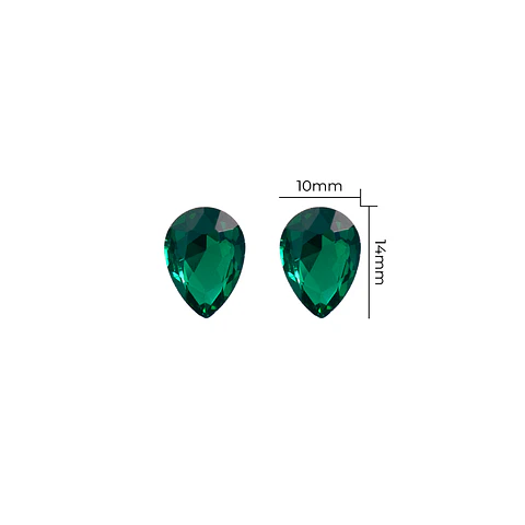 Strass Gota 10x14mm Verde Esmeralda