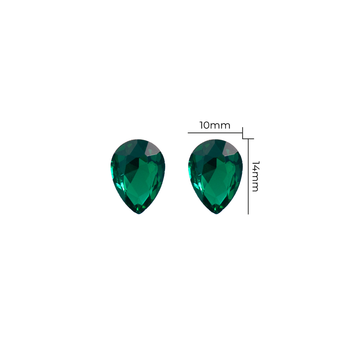 Strass Gota 10x14mm Verde Esmeralda 1