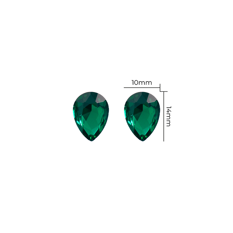 Strass Gota 10x14mm Verde Esmeralda 1