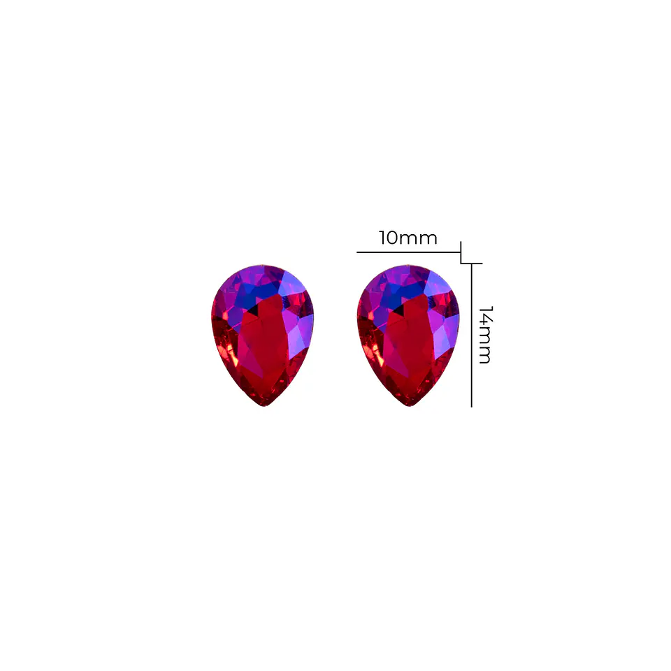 Strass Gota 10x14mm Fucsia Tornasolado 1