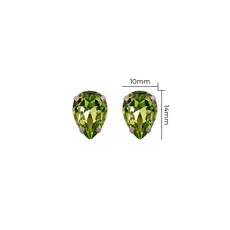 Strass Gota 10x14mm Verde 1