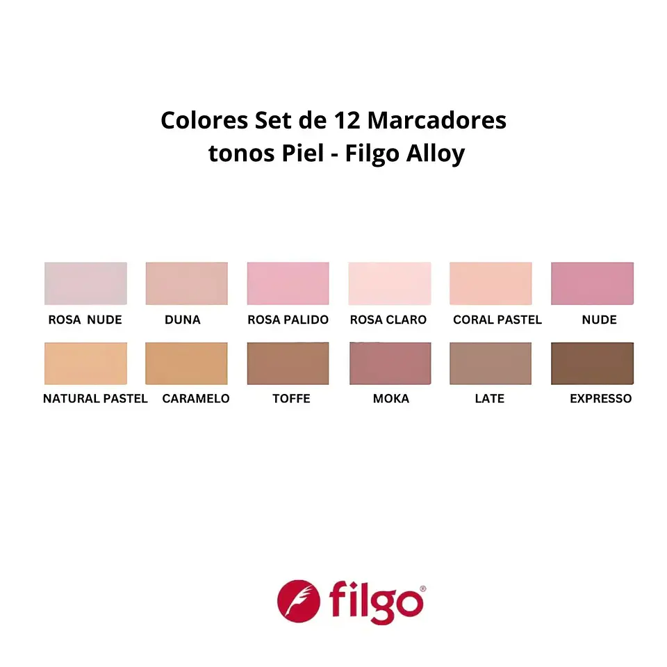 Set 12 Marcadores al Alcohol Tonos Piel - Filgo Alloy 3