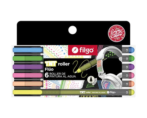 Set 6 marcadores acrílicos fluor - TNT roller - Filgo
