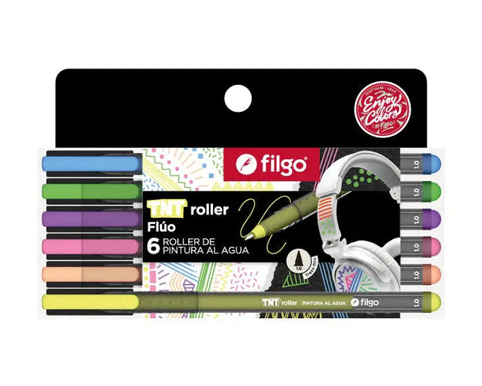 Set 6 marcadores acrílicos fluor - TNT roller - Filgo 1