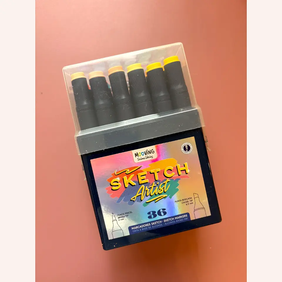 Set 36 marcadores a base de alcohol - Sketch Artist - Mooving 1