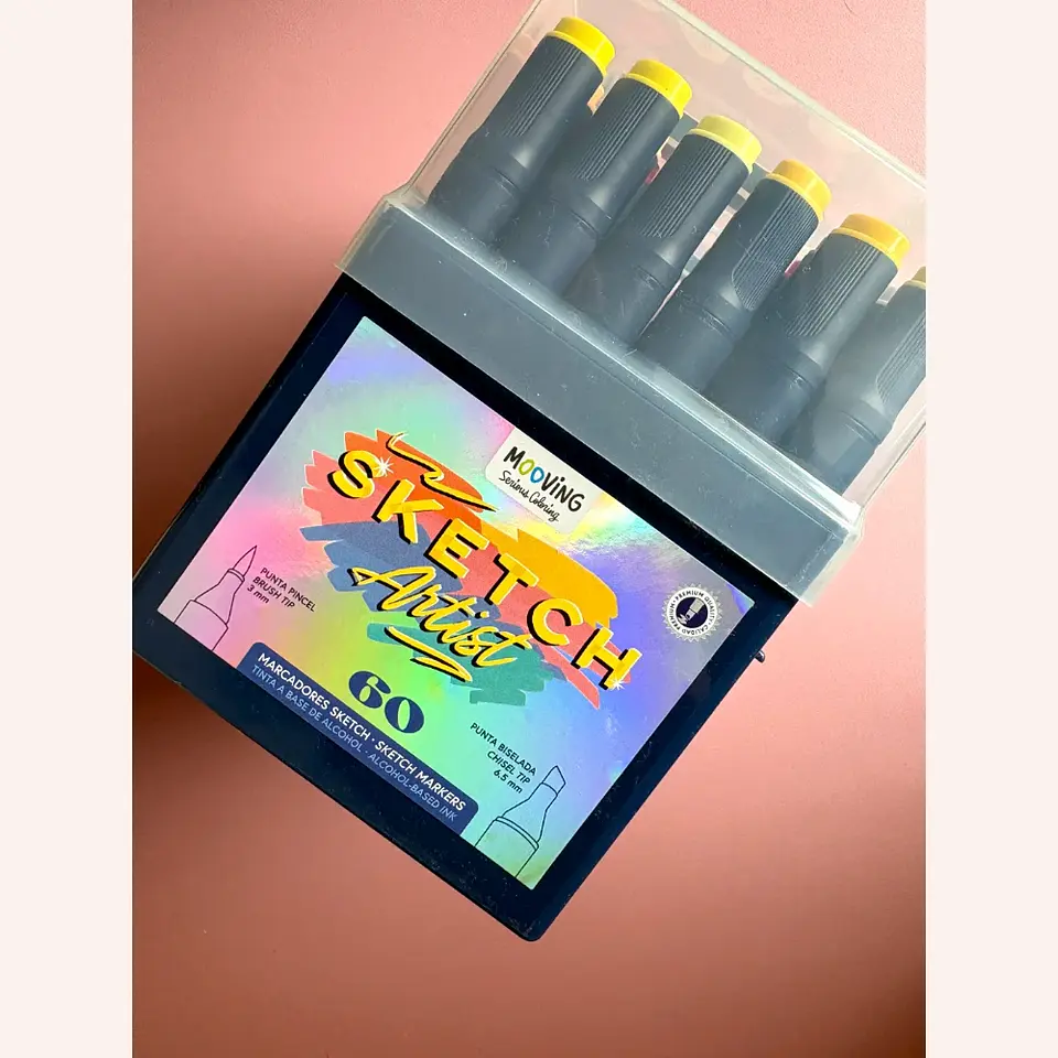 Set 60 marcadores a base de alcohol - Sketch Artist - Mooving 1