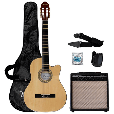 Pack Guitarra Electroacustica Mercury MAC01, 
cuerdas de nylon