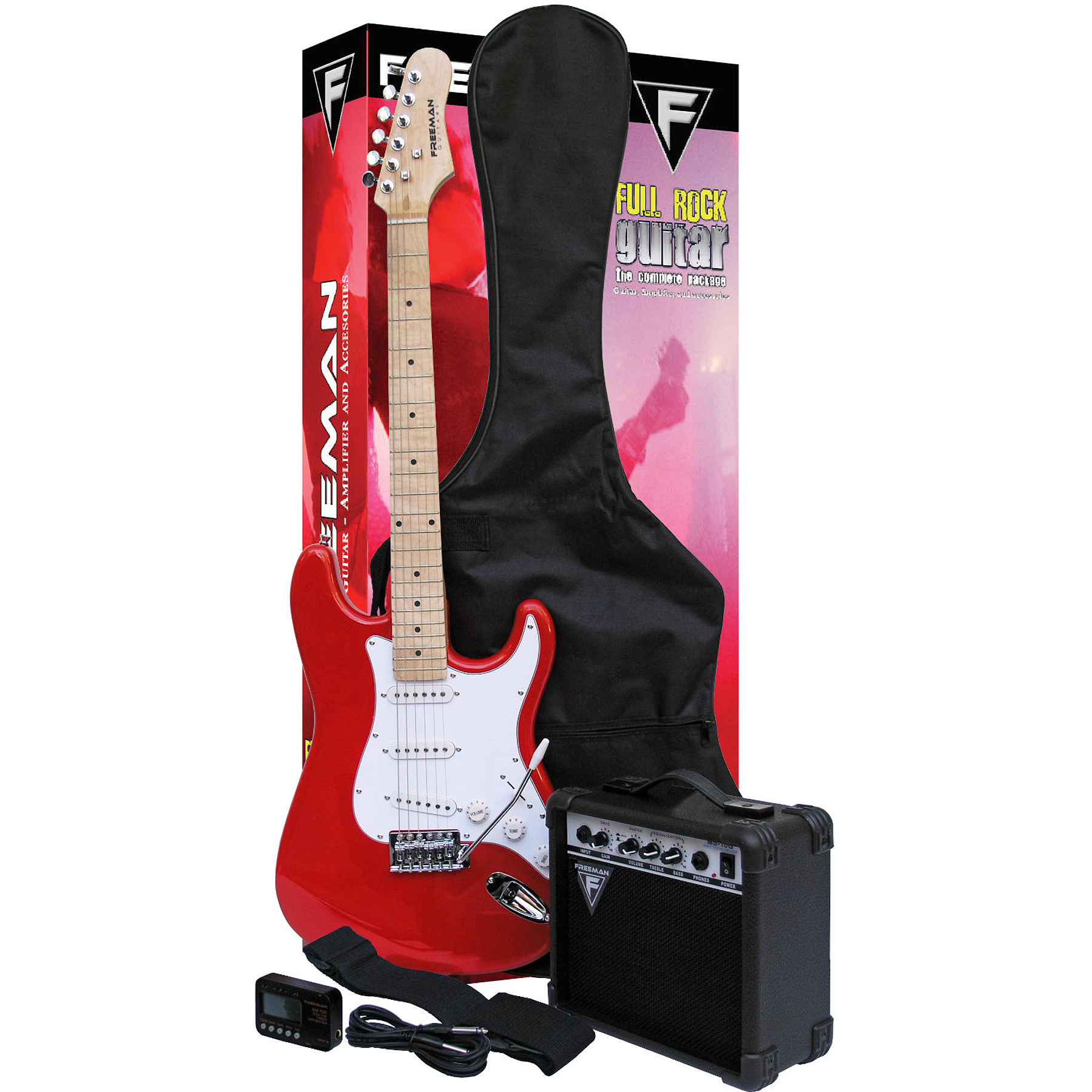 Set de Guitarra Electrica Freeman FULL ROCK color rojo