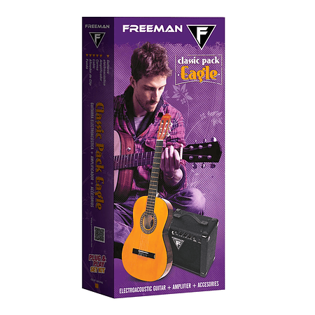Pack Guitarra Electroacustica Freeman Classic Eagle NT