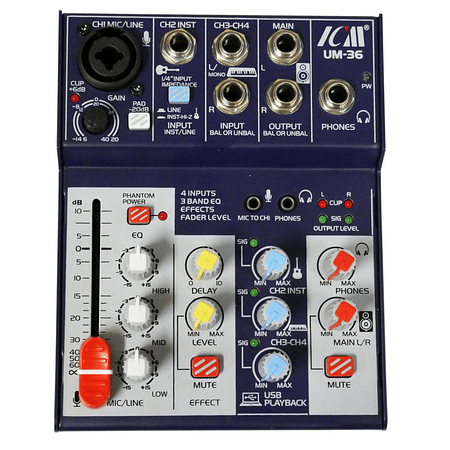 Mixer interfaz de audio 4 canales ICM UM-36