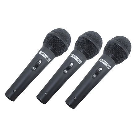 Set de 3 Microfonos Vocales CarverPro CH33-3BK