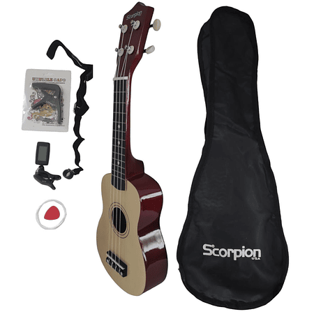 Set completo ukelele soprano Scorpion SCKUK-30S Natural