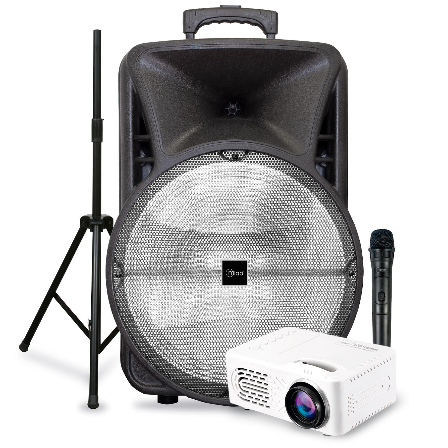 Parlante Portatil con atril y proyector LED Mlab Heavy Bass 2
