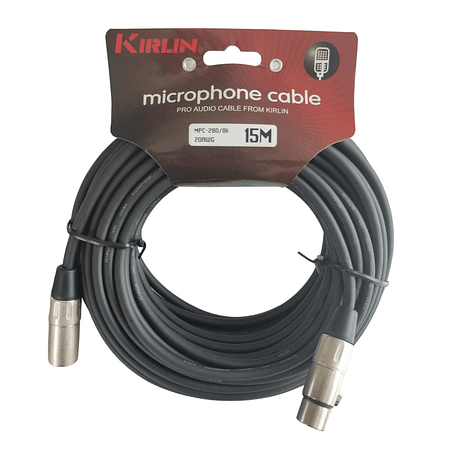Cable Microfono XLR 15 mts Kirlin MPC-280-15M/BK