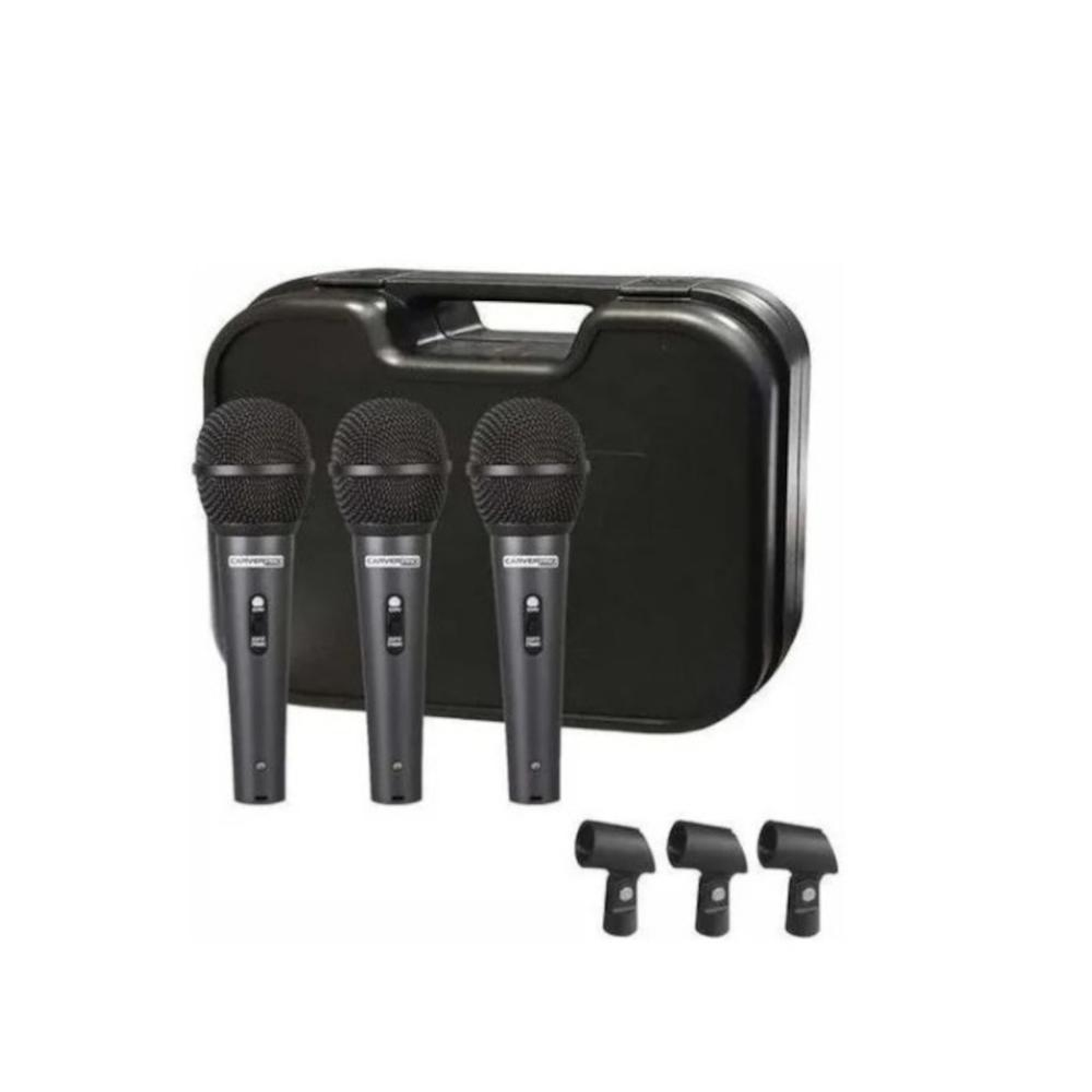 Set de 3 Microfonos Vocales CarverPro CH33-3BK