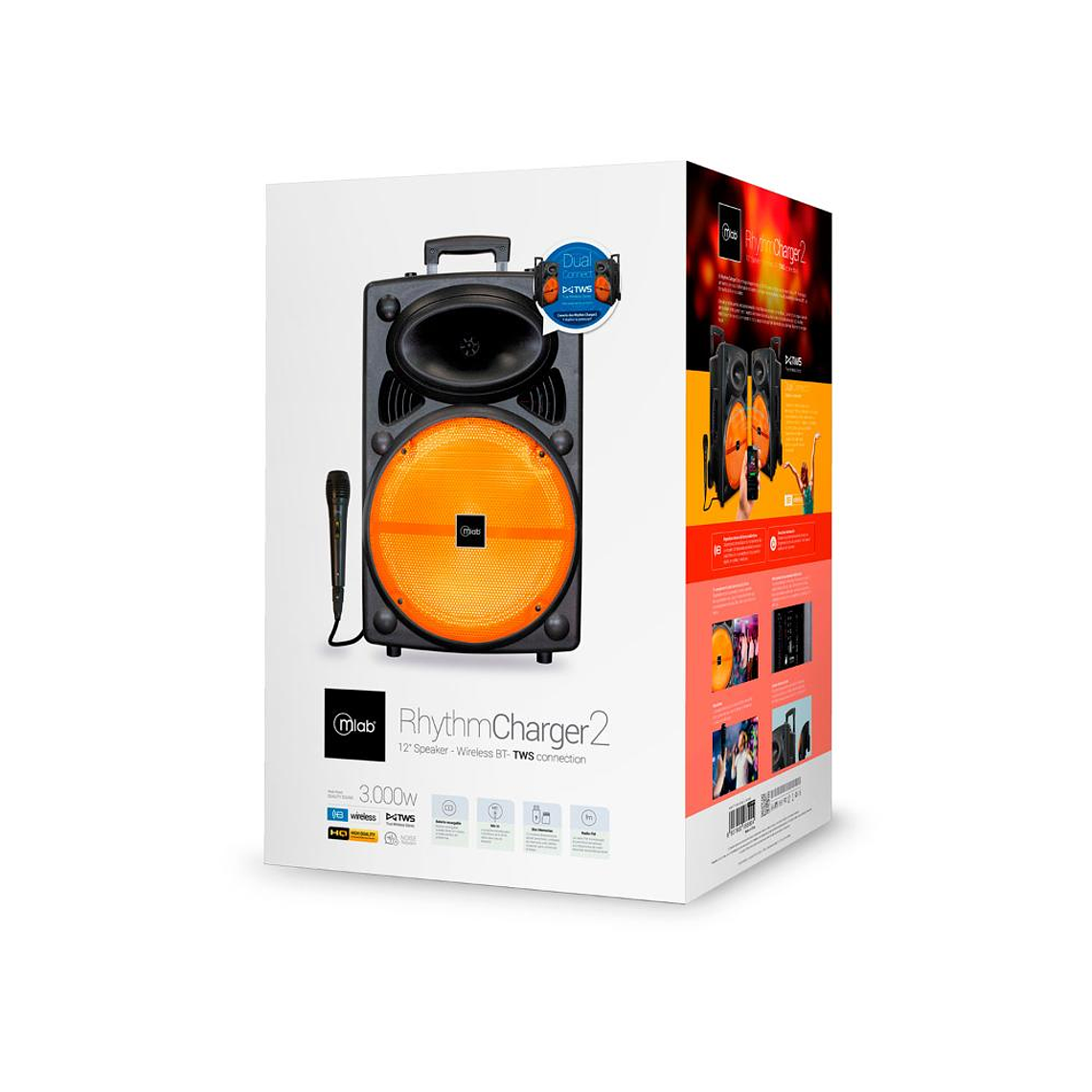 Parlante Portatil TWS Mlab Rhythm Charger 2 Naranjo 4