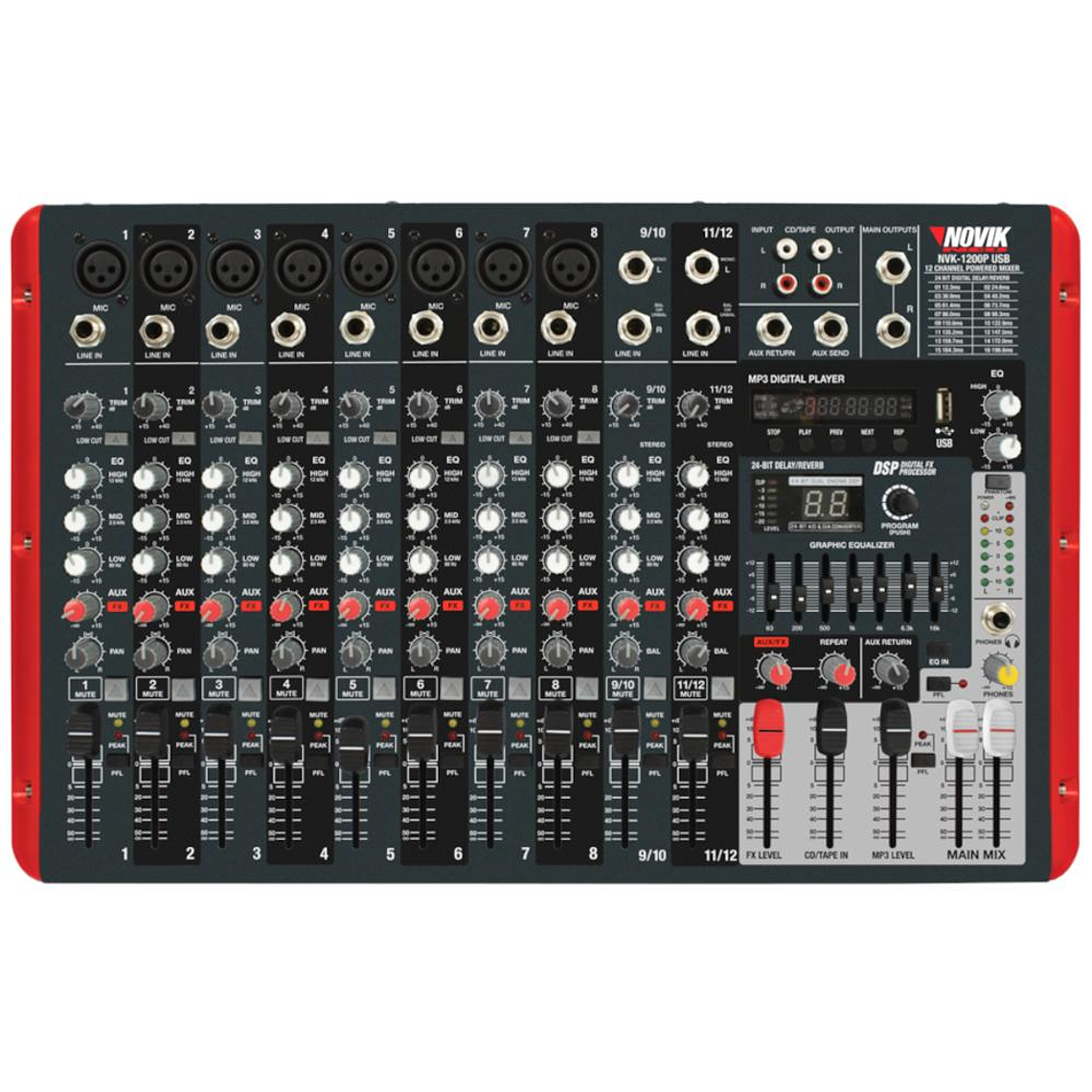 Mixer Amplificado Novik NVK-1200P USB 1