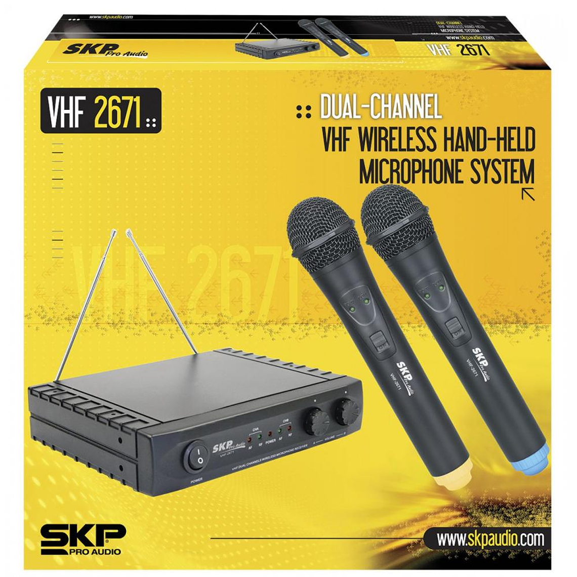 Sistema Inalambrico Dual de Mano SKP VHF 2671 2