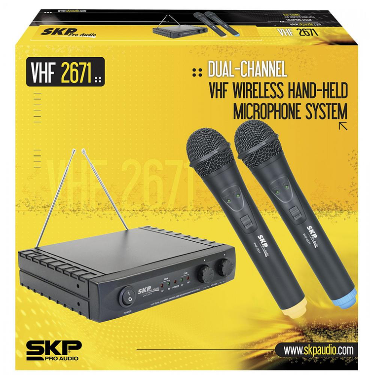 Sistema Inalambrico Dual de Mano SKP VHF 2671 2