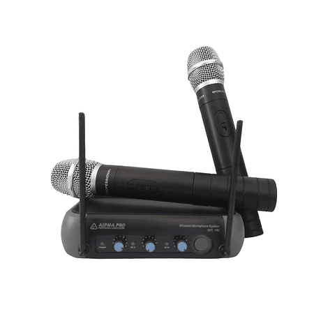 Sistema Doble Microfono Inalambrico de Mano Alpha Pro MIC-180