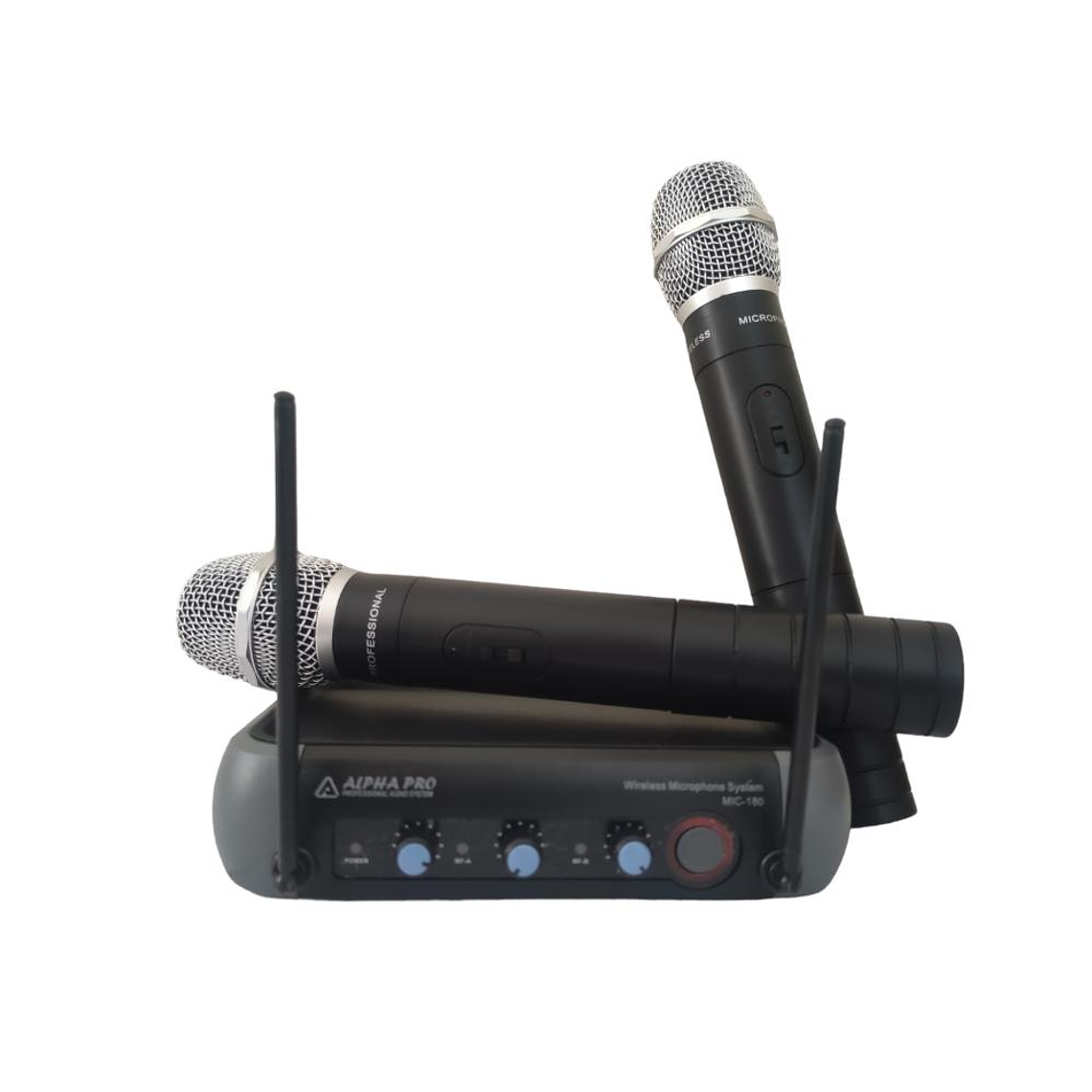 Sistema Doble Microfono Inalambrico de Mano Alpha Pro MIC-180 1