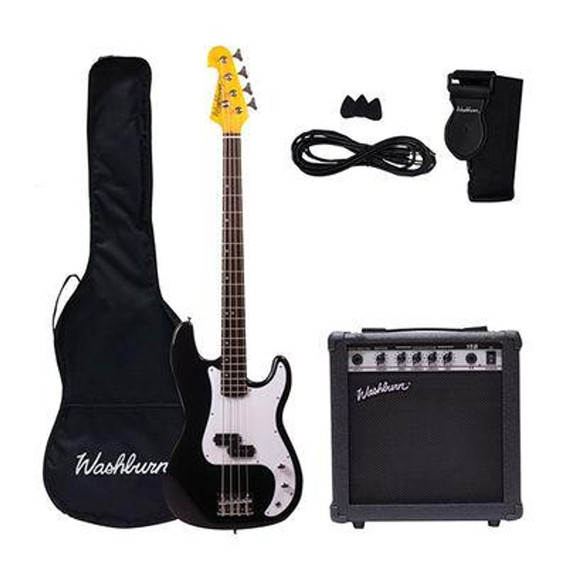 Pack Bajo Electrico 4 cuerdas Washburn SB500B Negro 1