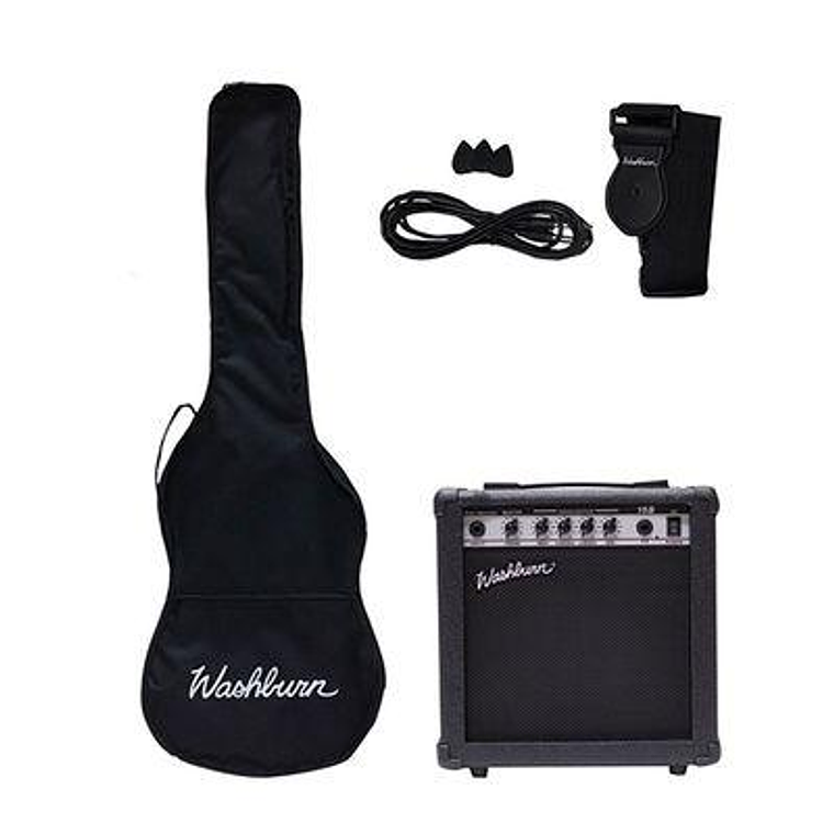 Pack Bajo Electrico 4 cuerdas Washburn SB500B Negro 2